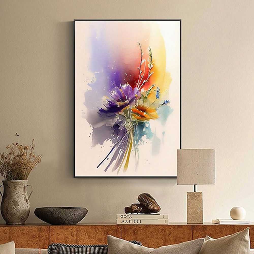 Vibrant Abstract Floral Oil Paintings for Elegant Home Decoration