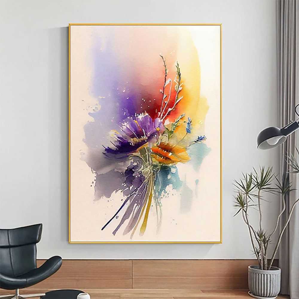Vibrant Abstract Floral Oil Paintings for Elegant Home Decoration