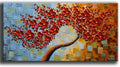 Vibrant 3D Red Floral Canvas Art - Hand-Painted Modern Abstract Decor for Living Spaces