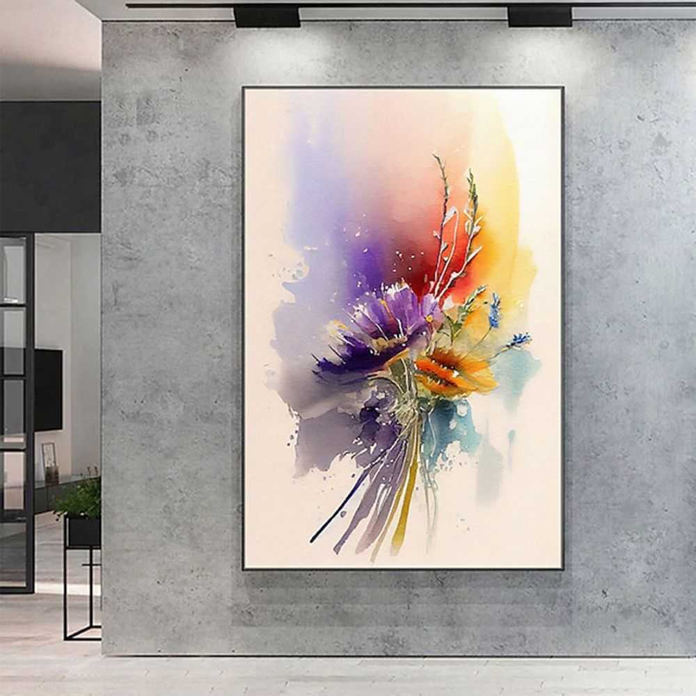 Vibrant Abstract Floral Oil Paintings for Elegant Home Decoration