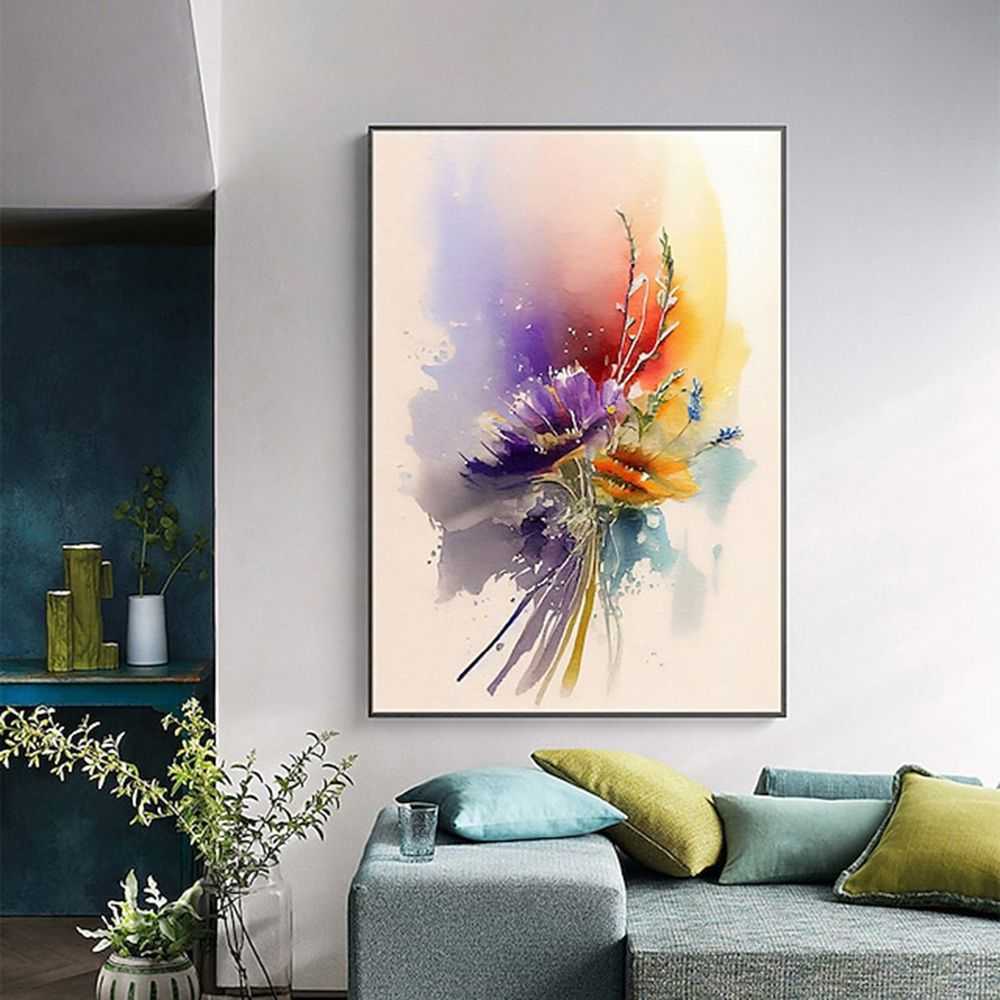 Vibrant Abstract Floral Oil Paintings for Elegant Home Decoration