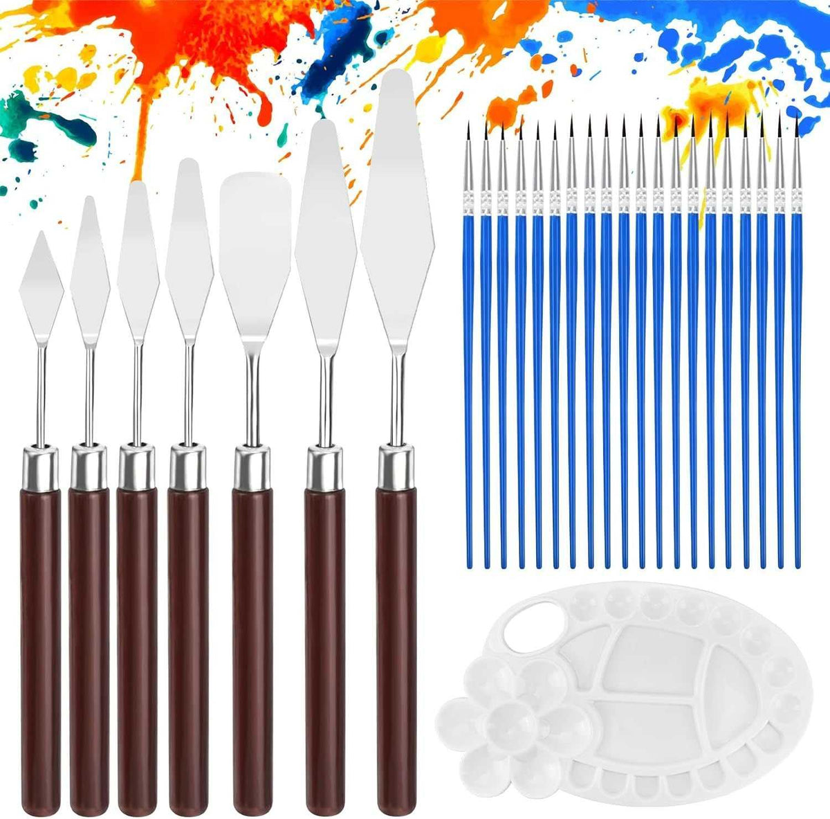 Premium Artist Palette Knife Set - 28-Piece Kit with Redwood Handle for Elevated Creative Expression