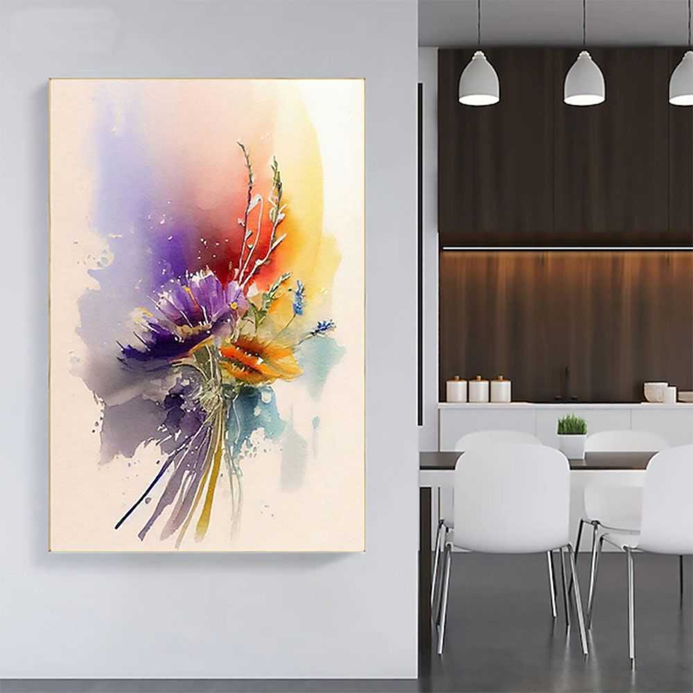 Vibrant Abstract Floral Oil Paintings for Elegant Home Decoration