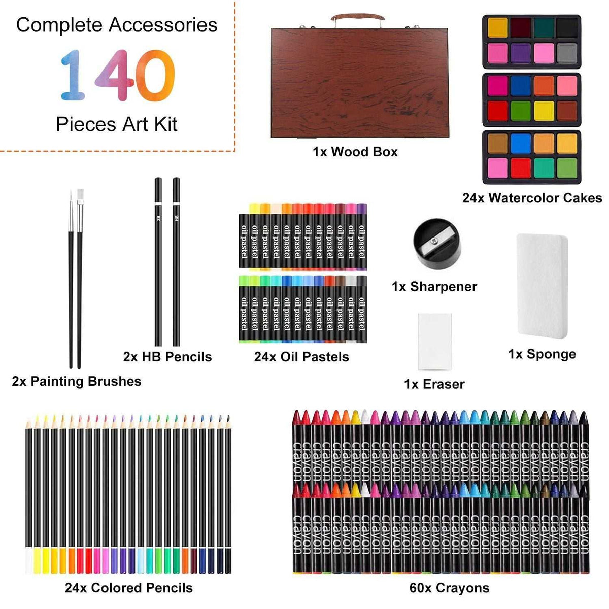 Spark Creativity with Our 140-Piece Art Set in a Stylish Wooden Storage Box